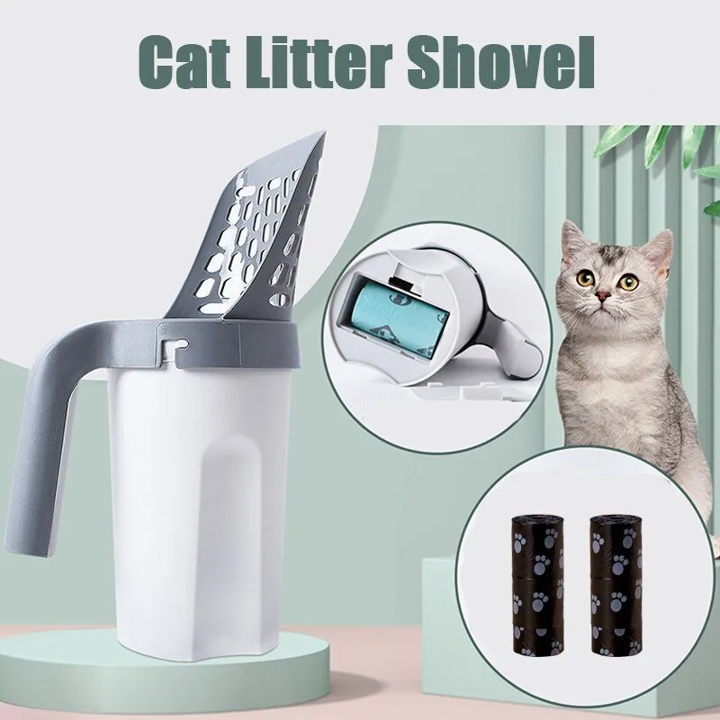 Cat Litter Shovel, Pet Litter Sifter, Sand Cleaning Pet Scooper with Waste Container