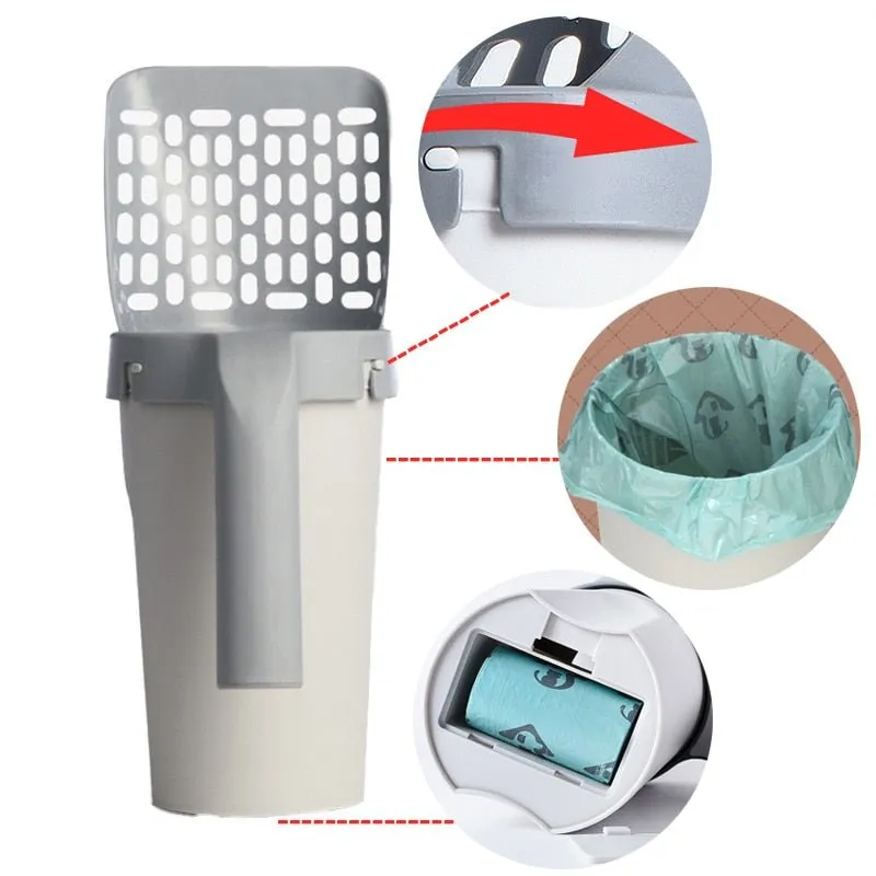 Cat Litter Shovel, Pet Litter Sifter, Sand Cleaning Pet Scooper with Waste Container