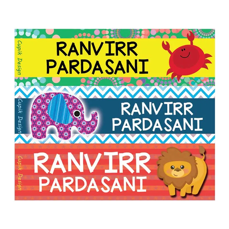 Personalised Baby Animals 2 Waterproof Stickers - Rectangular
