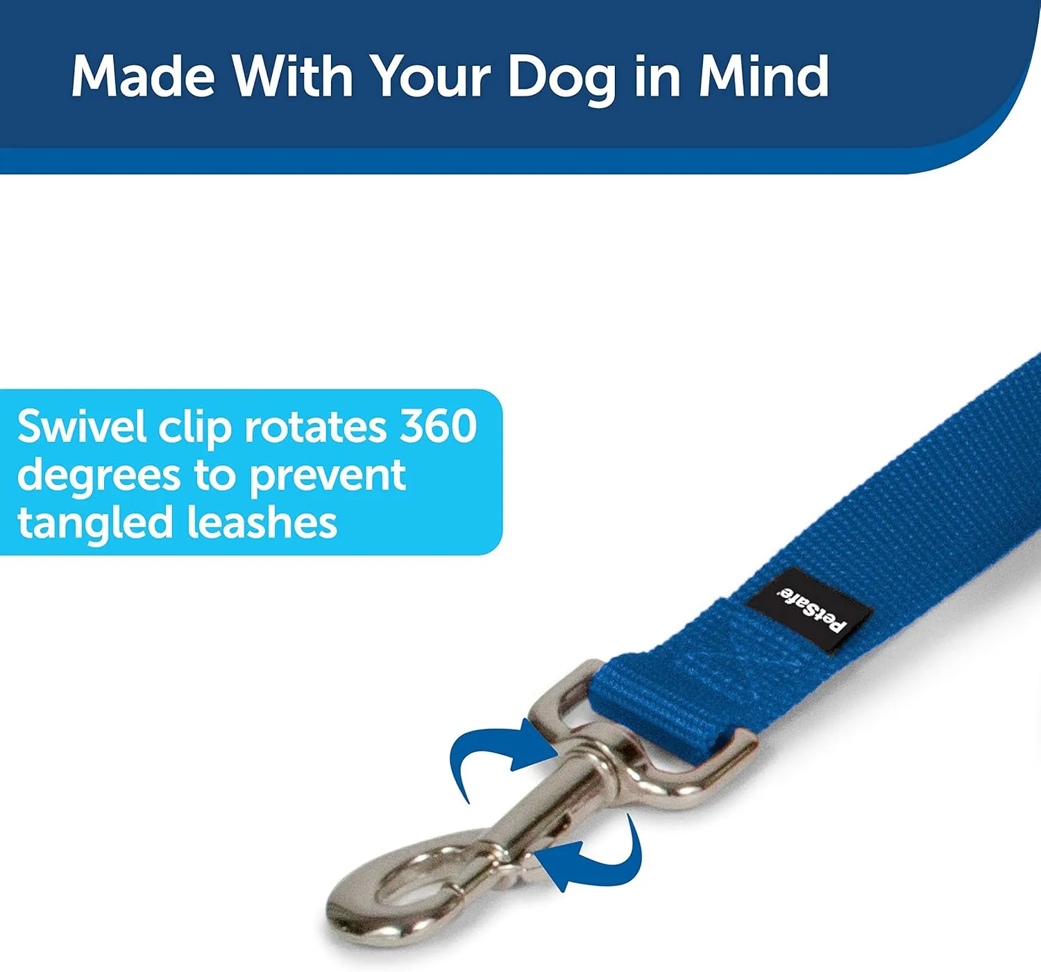 PetSafe Nylon Dog Leash  Strong, Durable, Traditional Style Leash with Easy to Use Bolt Snap  1" x 6', Royal Blue