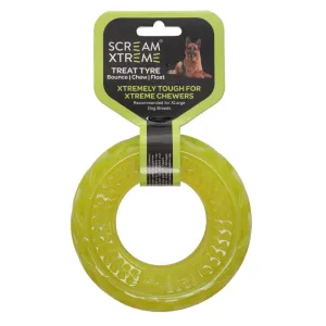Scream Xtreme Treat Tyre Loud Green Dog Chew Toy