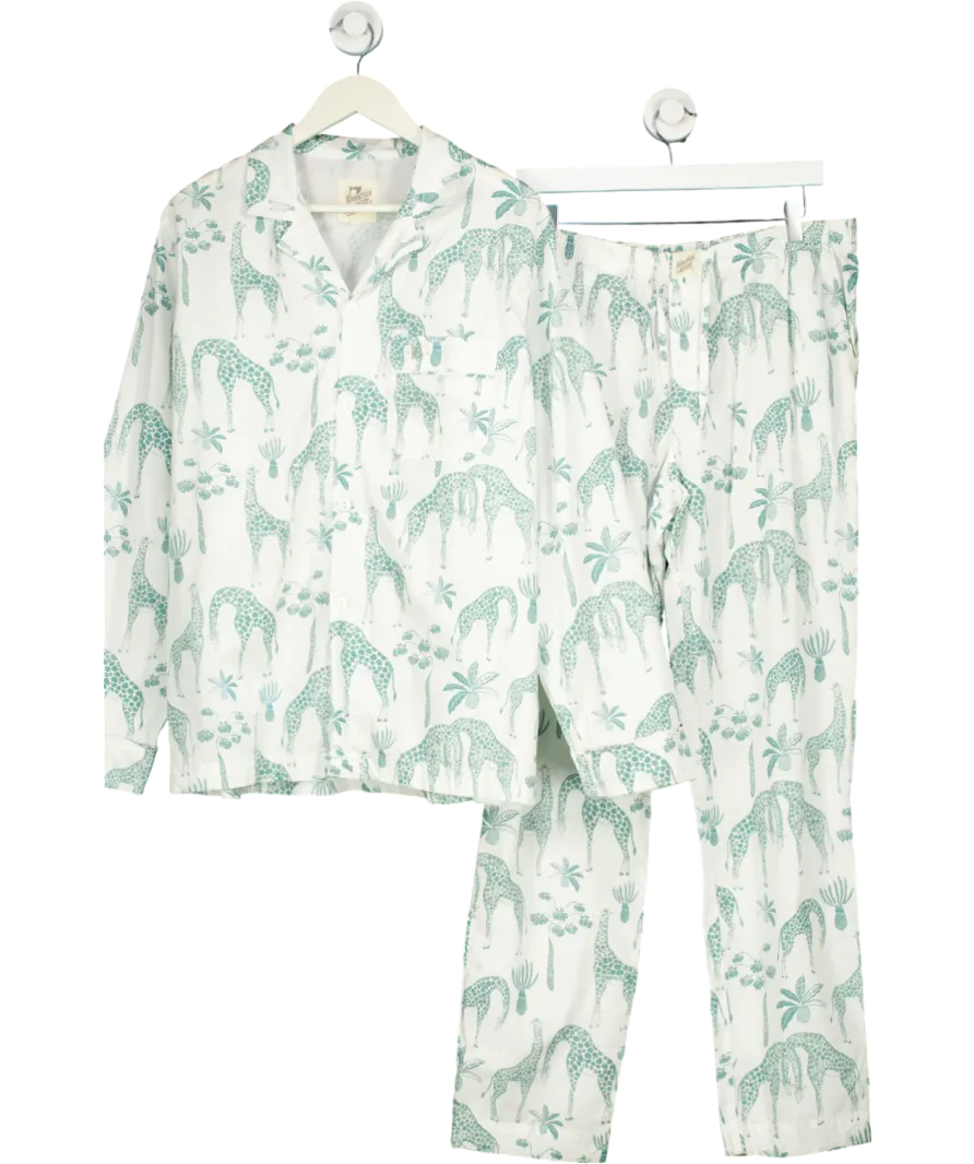 Woodstock Laundry Green Giraffe Long Pyjamas UK L
